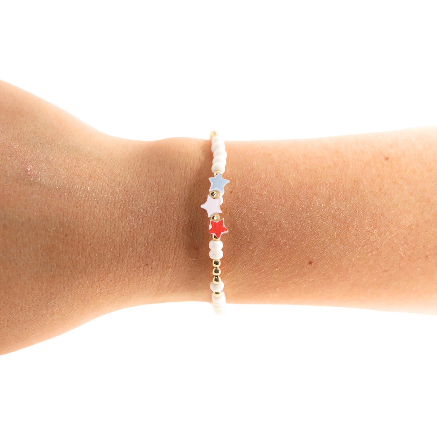 Red, White and Blue Star Bracelet: Standard 6.75 inch / Sprinkle