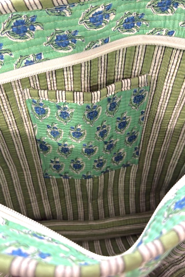 Quinn Teal and Blue Floral Tote Bag