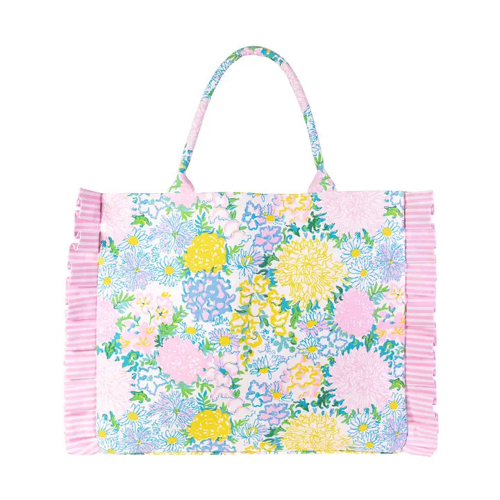 Ruffle Tote in Lily Garden