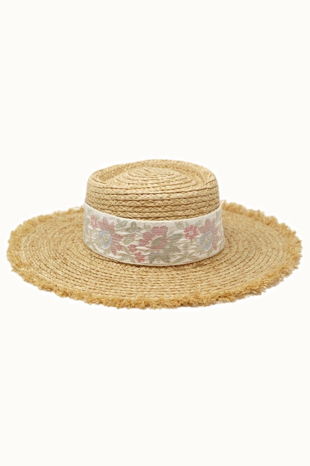Raffia Straw Sun Hat with Detailed Band