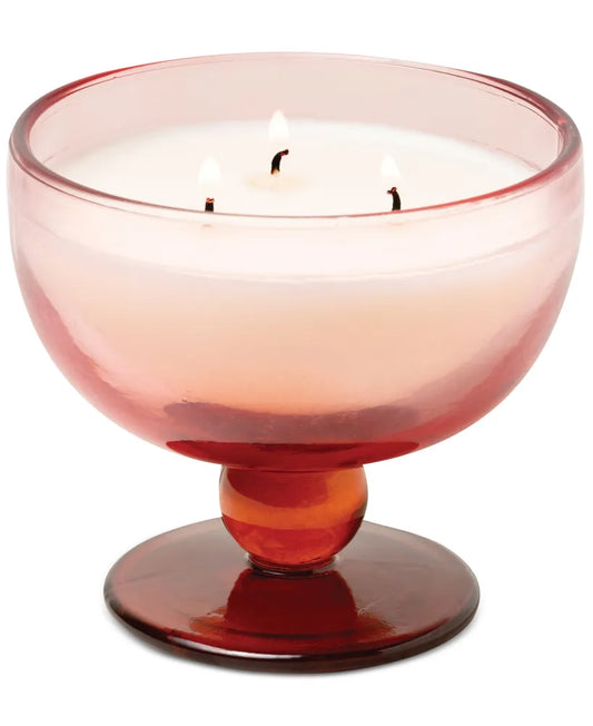 Aura 6oz Candle Rose & Red Tinted Glass Goblet in Saffron Rose