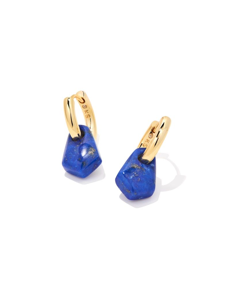 Insley Convertible Huggie Earrings in Gold and Blue Lapis