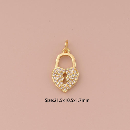 18K Gold Paved Heart Lock