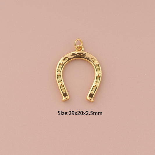 18K Gold Horse Shoe Charm 1"