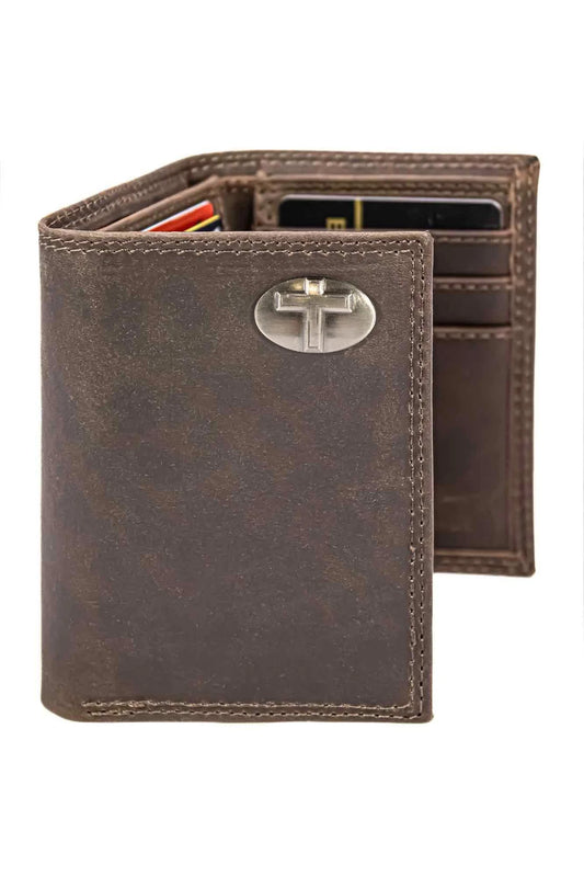 Christian Cross Leather Trifold Wallet