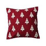 20"Sq Cotton Slub Pillow w Tree Pattern, Red & White