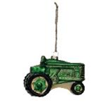 4-1/2"L x 4-1/2"H Hand-PaintedGlass Tractor Ornament, Green