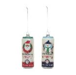 5"H Glass Seltzer Can Ornamentw Christmas Icons, 2 Styles