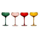 4-1/4" Round x 6-3/4"H StemmedChampagne Glass, 4 Colors