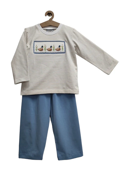 Three Sisters Mallard Duck Smocked Pant Set