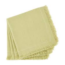 Green Frayed Edge Napkin Set of 4