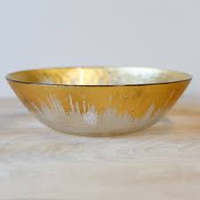 Naples Gold Edge Glass Serving Bowl