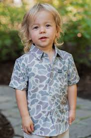 Youth Performance Button Up in Classic Deer Camo