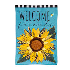 Welcome Friends Leopard Sunflower Garden Flag