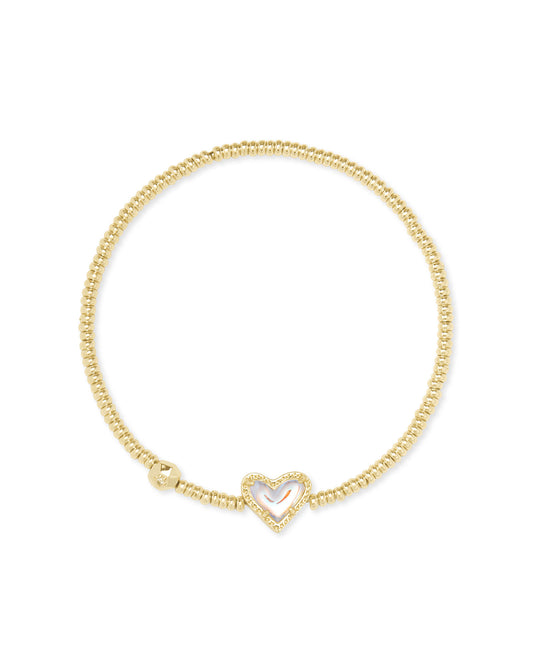 ARI HEART STRETCH BRACELET GOLD DICHROIC GLASS