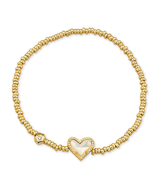 ARI HEART STRETCH BRACELET GOLD IVORY MOP