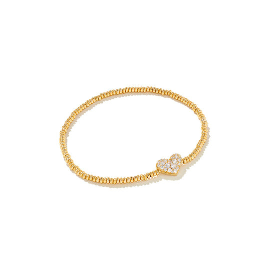 ARI HEART PAVE STRETCH BRACELET GOLD WHITE CRYSTAL