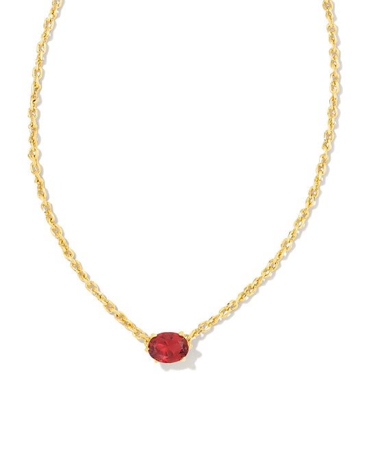 CAILIN CRYSTAL PENDANT NECKLACE GOLD RED CRYSTAL