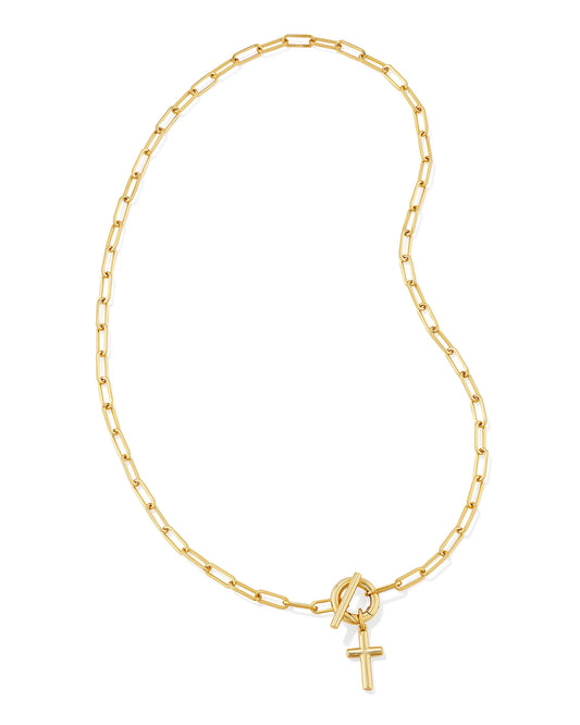 CROSS LINK AND CHAIN NECKLACE GOLD METAL