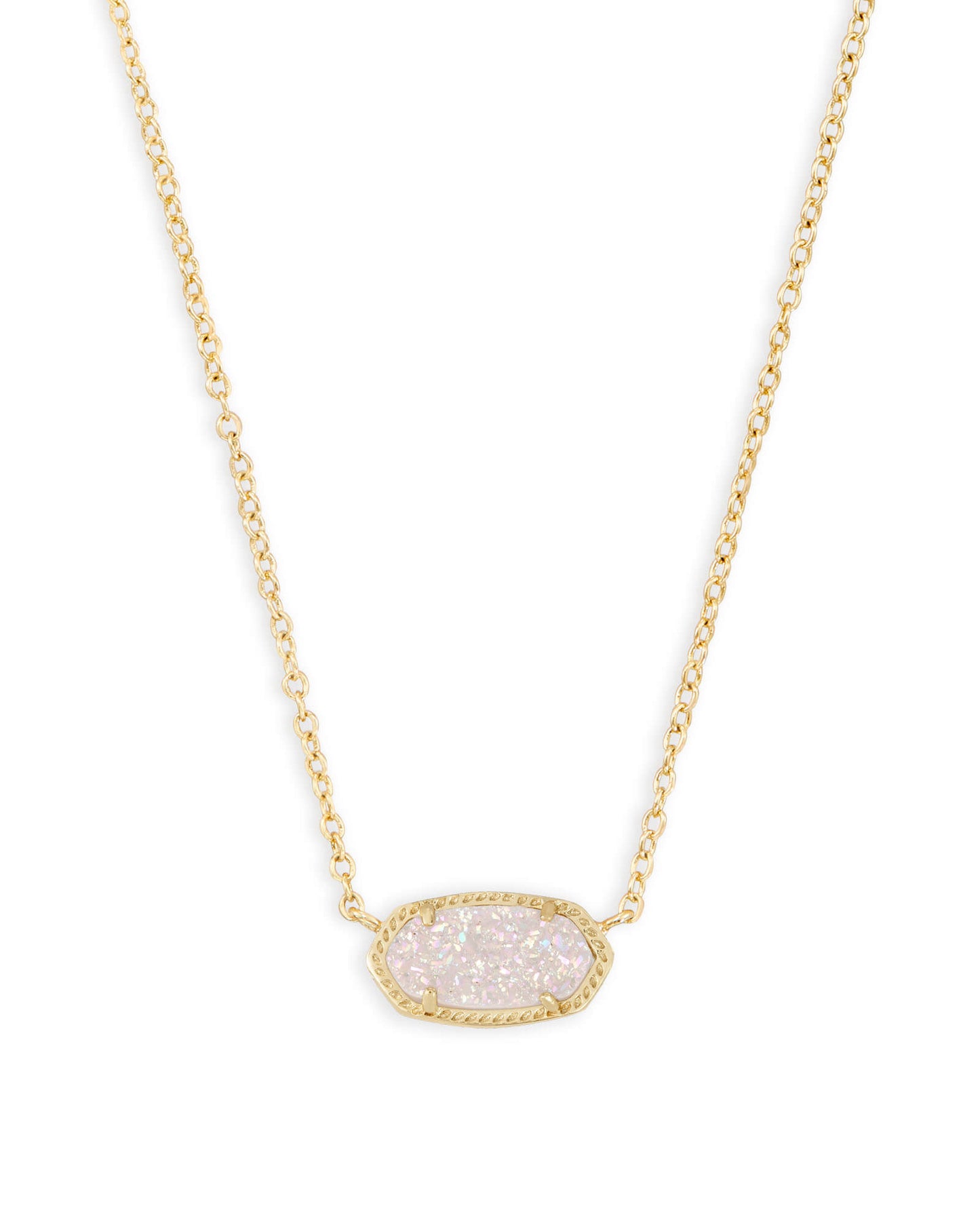 ELISA 20' PENDANT NECKLACE GOLD IRIDESCENT DRUSY