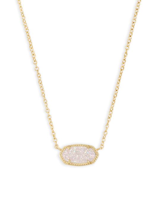 ELISA 20' PENDANT NECKLACE GOLD IRIDESCENT DRUSY