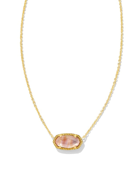 Elisa Necklace Gold Lt Pink Iridescent Abalone