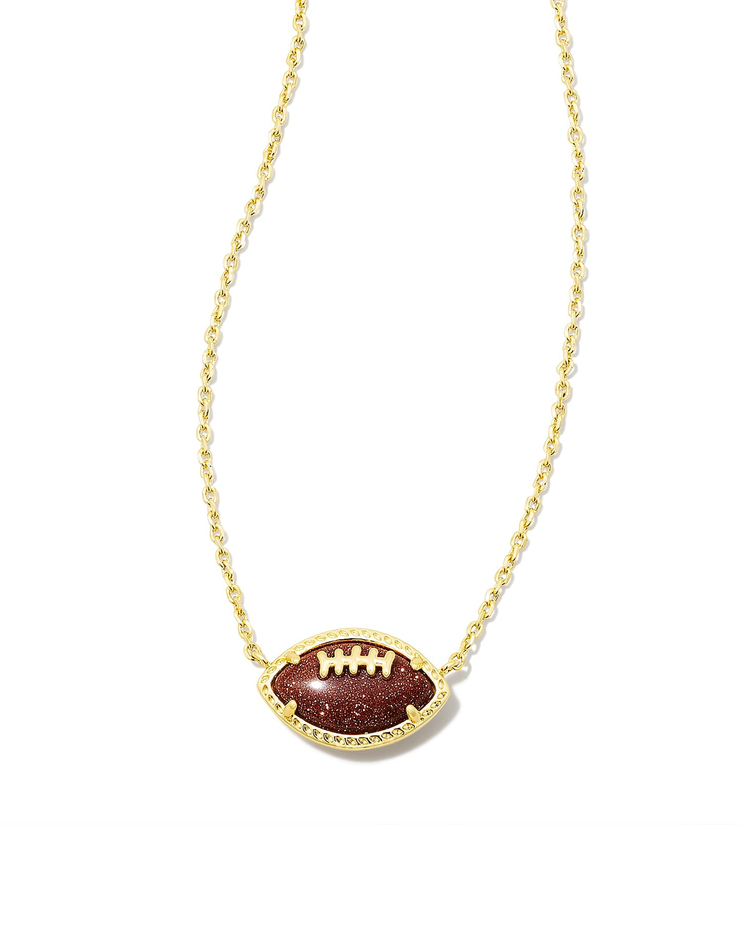 FOOTBALL SHORT PENDANT NECKLACE GOLD ORANGE GOLDSTONE