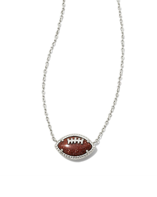 FOOTBALL SHORT PENDANT NECKLACE SILVER ORANGE GOLDSTONE