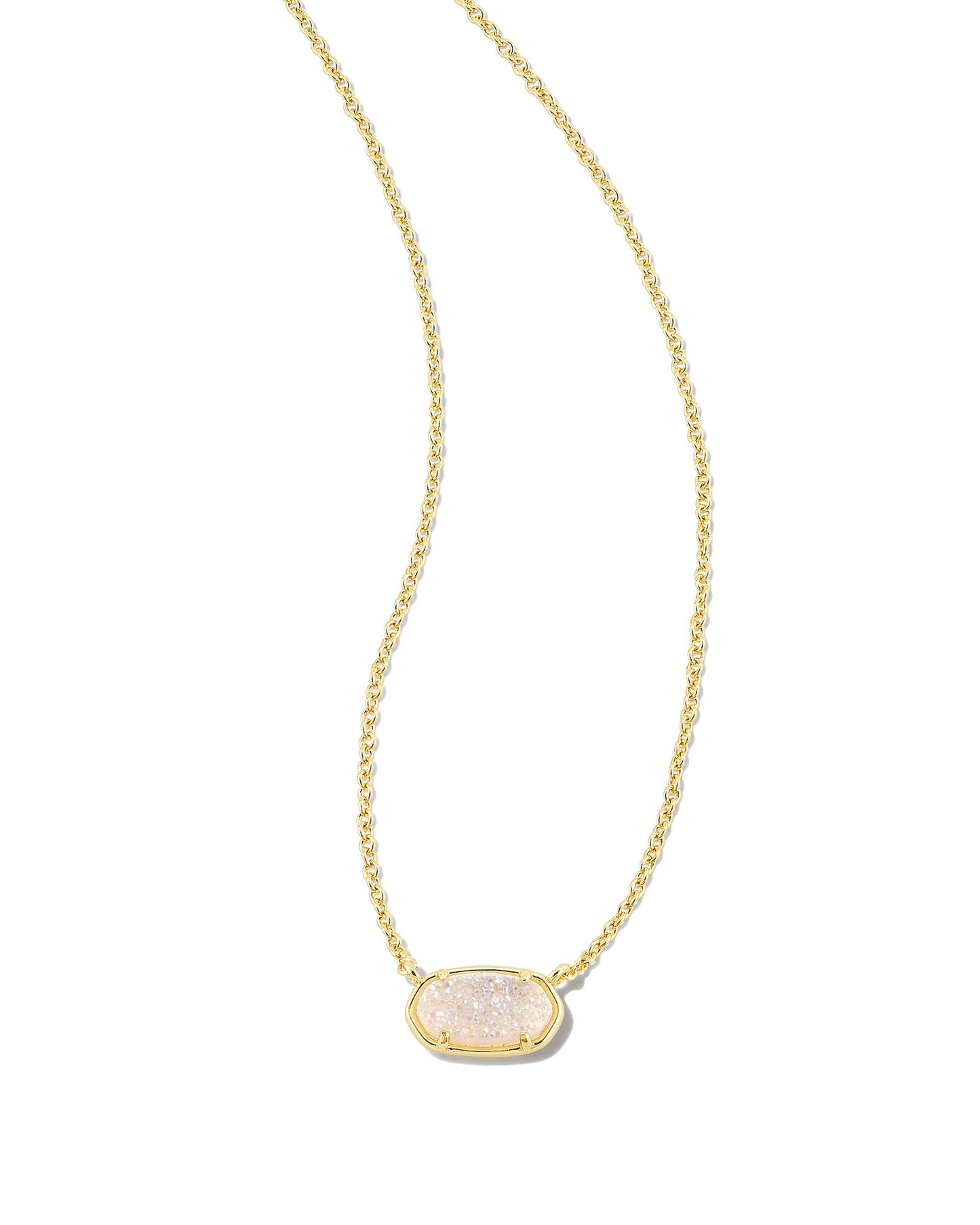 GRAYSON STONE PENDANT NECKLACE GOLD IRIDESCENT DRUSY