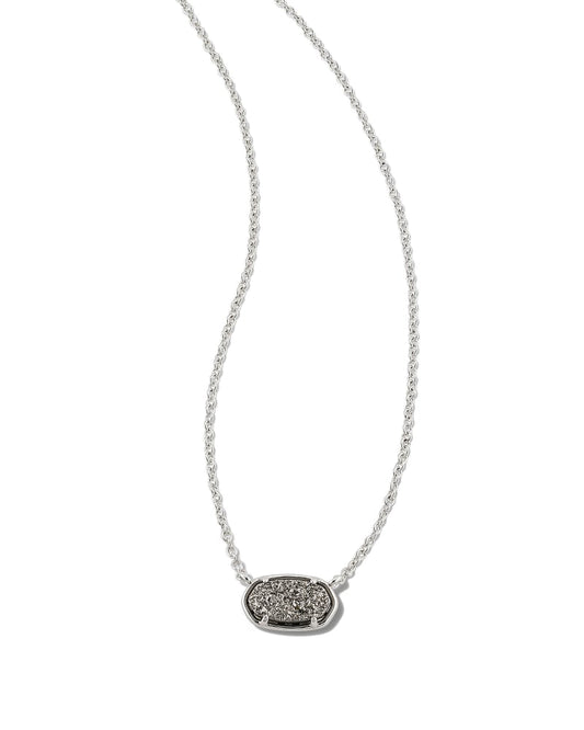 GRAYSON STONE PENDANT NECKLACE SILVER PLATINUM DRUSY