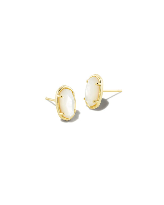 GRAYSON STONE STUD EARRINGS GOLD IVORY MOTHER OF PEARL