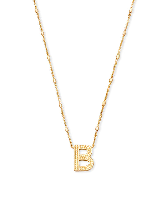 LETTER B PENDANT NECKLACE GOLD METAL