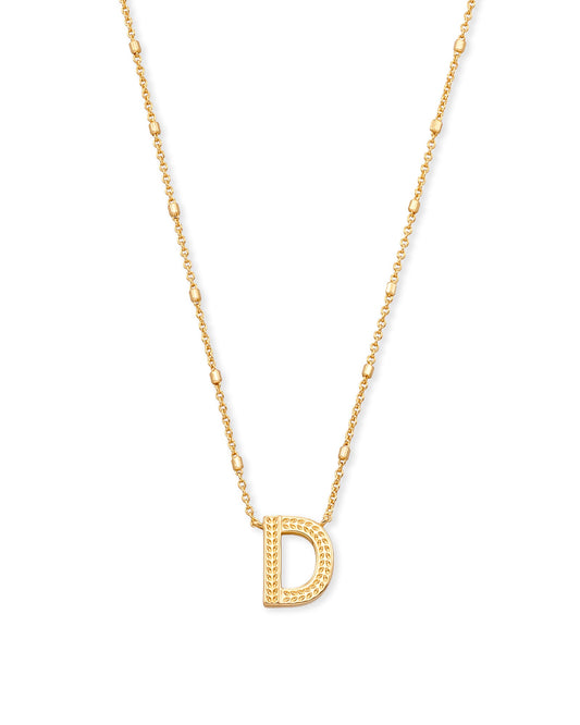 LETTER D PENDANT NECKLACE GOLD METAL