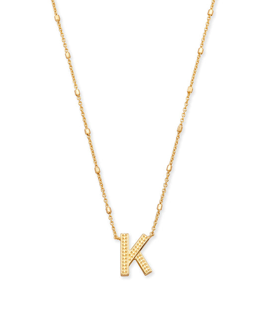 LETTER K PENDANT NECKLACE GOLD METAL