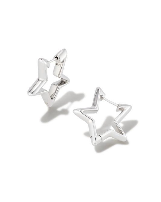 Star Huggie Earring Rhodium