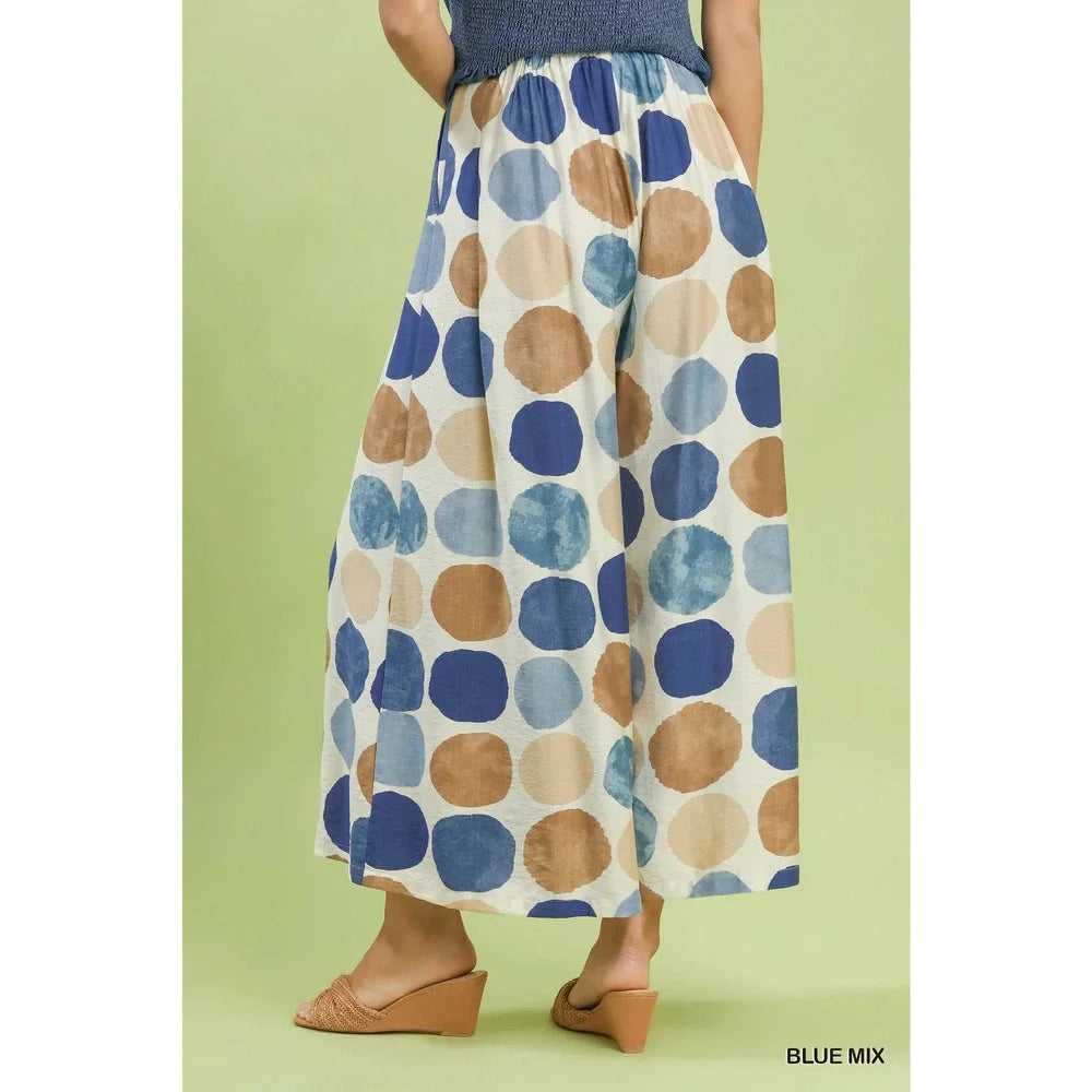 Dot Print Wide Leg Pants
