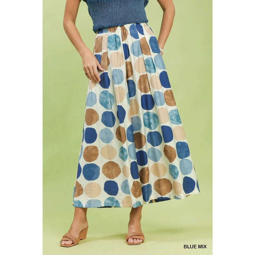 Dot Print Wide Leg Pants