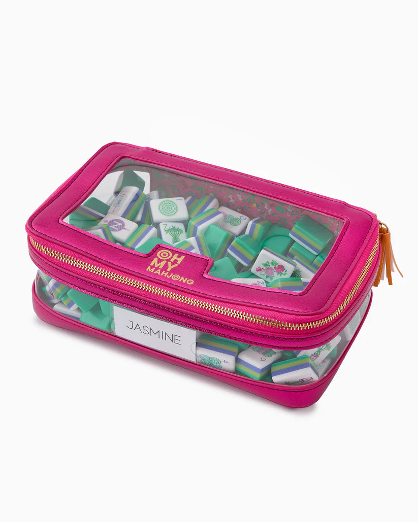 Mahjong Tile Storage Bag Metallic Pink