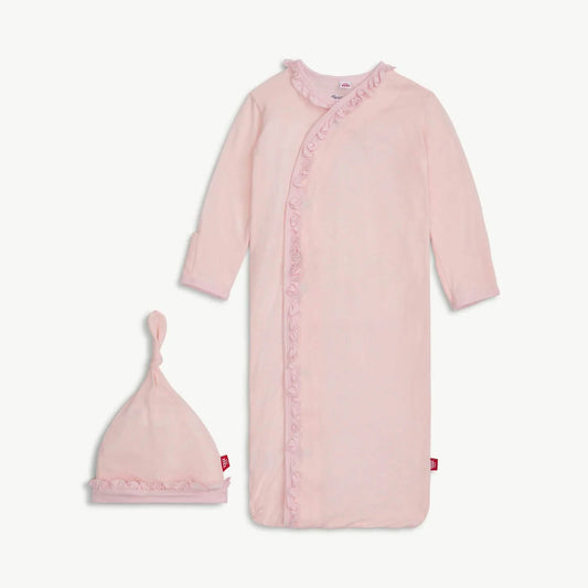 Pin Dot Pink Gown + Hat Set