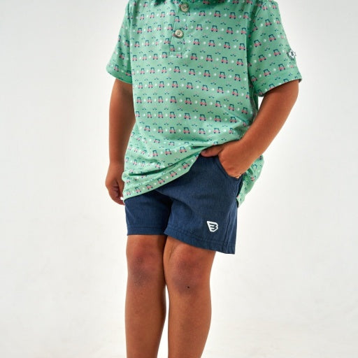 Youth Athletic Shorts Heather Navy - American Flag Liner