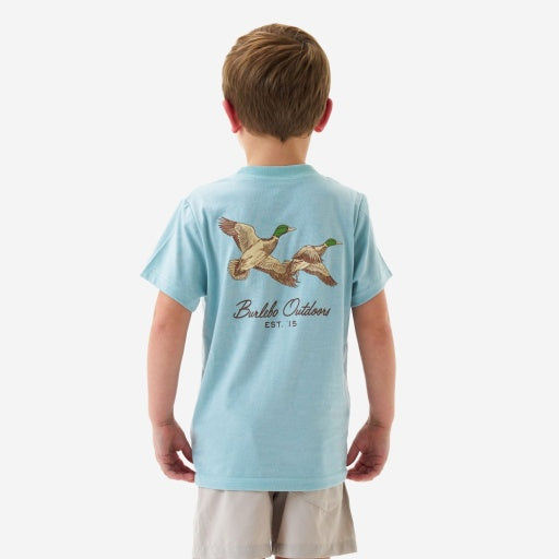 Youth Ss - Flying Mallards - Heather Sky Blue