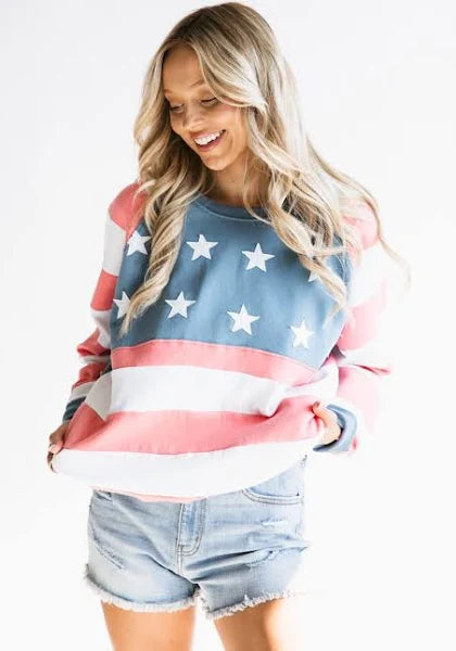 Crewneck Sweatshirt USA Patchwork