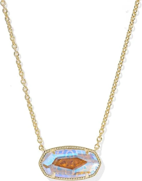 Elisa Statement Short Pendant Necklace Gold Dichroic Glass