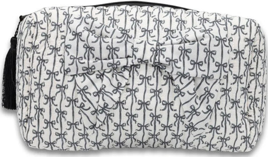 Black Bow Quilt Cosmetic Bag