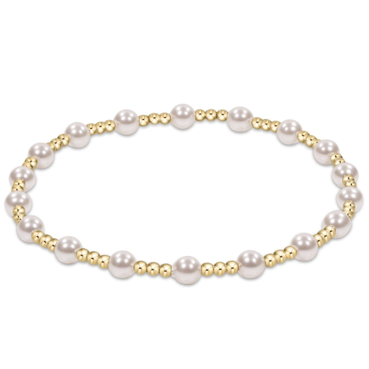 Classic Sincerity Pattern 4mm Bead Bracelet with Pearl Extends