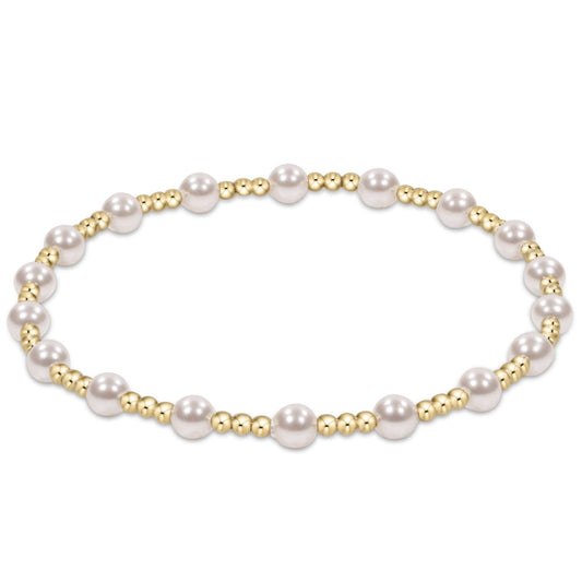 Classic Sincerity Pattern 4mm Bead Bracelet with Pearl Extends