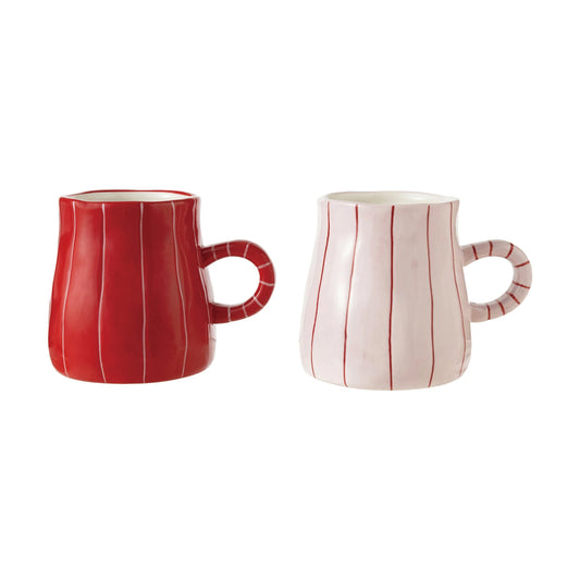 Hand Painted Stoneware Striped Mug