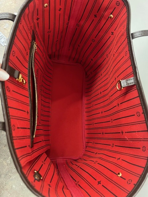 Pre-Loved Louis Vuitton Damier Neverful Red Interior