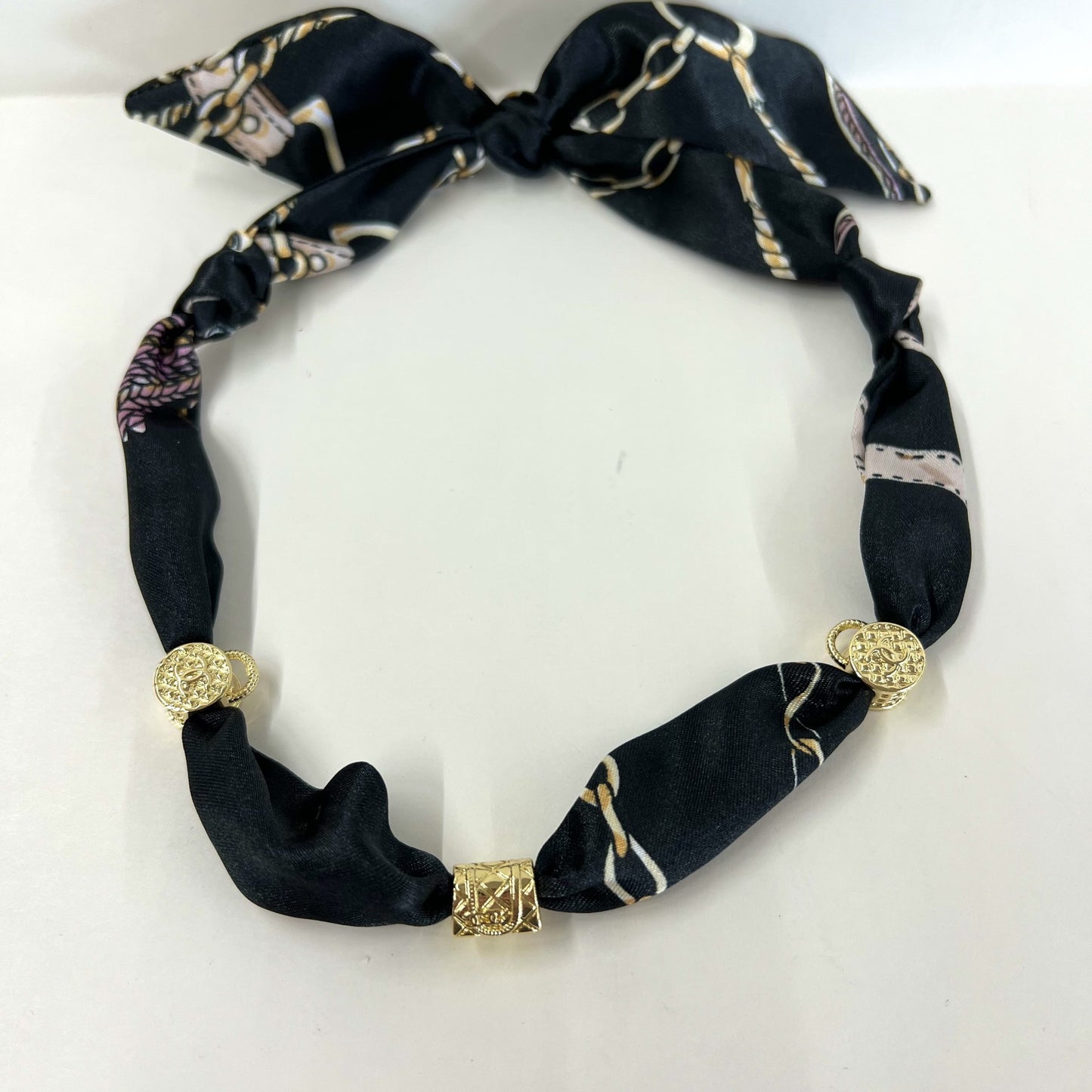 Scarf Necklace with Multiple Charms