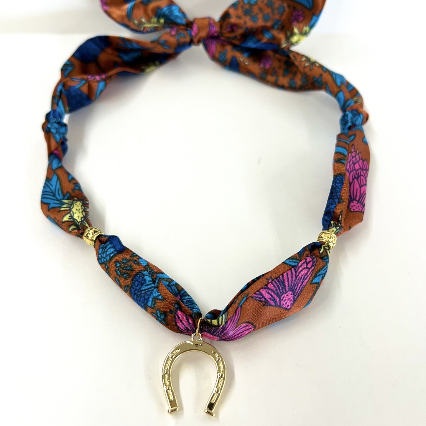 Scarf Necklace with Multiple Charms